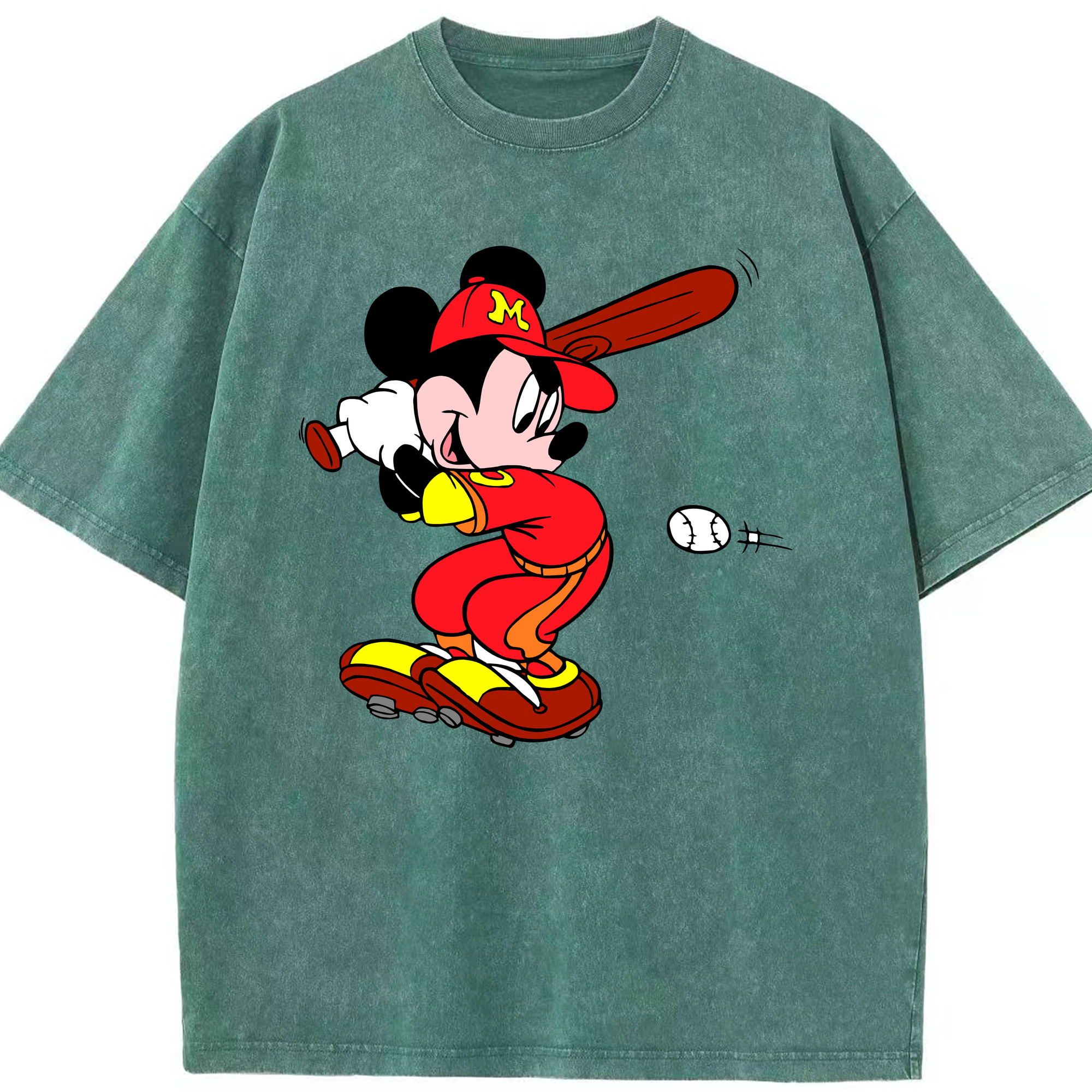 （画像用） ミッキーマウス Mickey Mouse 綿100% ヴィンテージ風 半袖Tシャツ（フロントプリント）